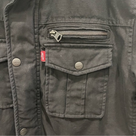 Levi’s Men’s Stand Collar Military Field Jacket Black Classic - Picture 6 of 12